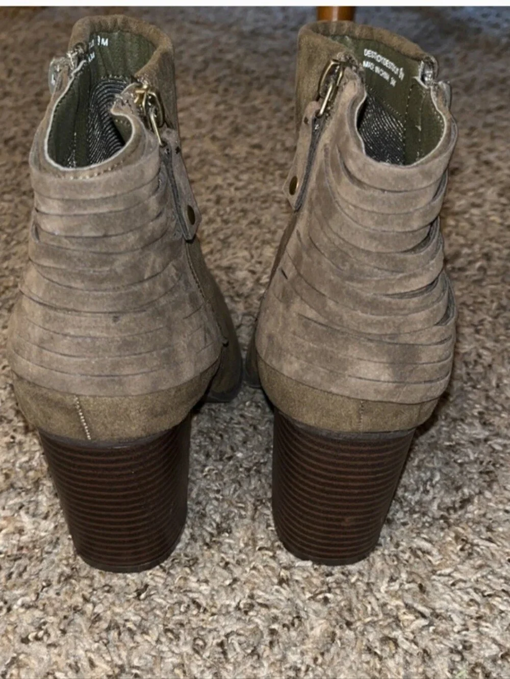 Madden Girl Taupe Suede Stacked Heel Ankle Booties